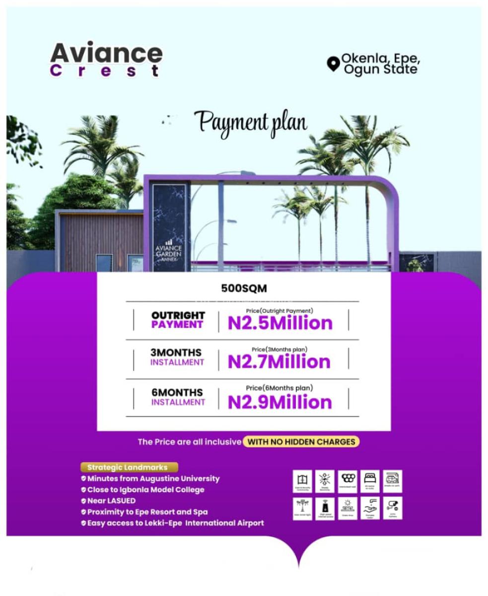 Land with Flexible Payment Plans, Aviance Crest Located at Okenla with 5% Discount, Epe, Lagos, Residential Land for Sale