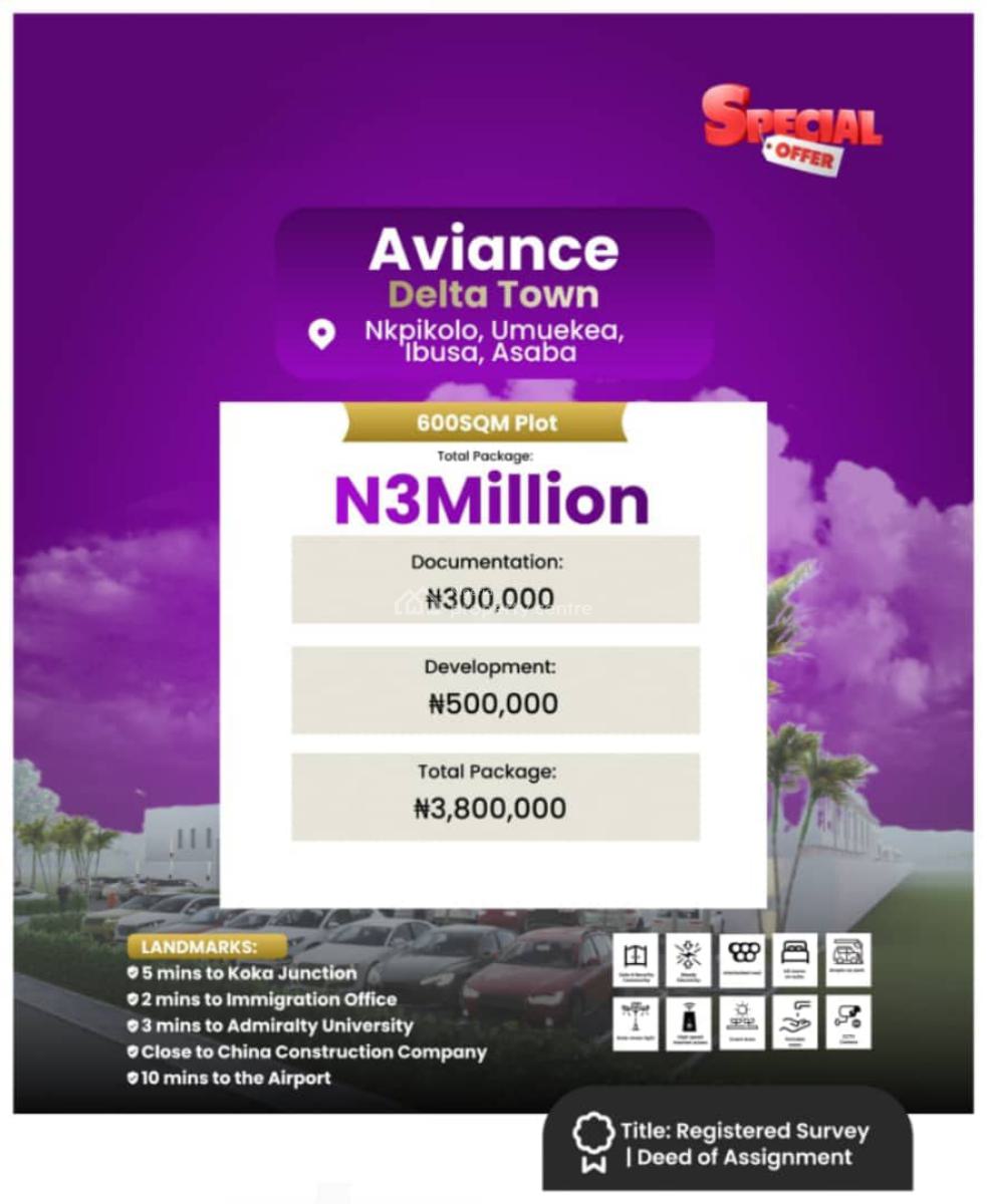 Land with Registered Survey and Deed of Assignment, Aviance Delta Town Located at Nkpikolo Umueka Ibusa, Asaba, Delta, Residential Land for Sale
