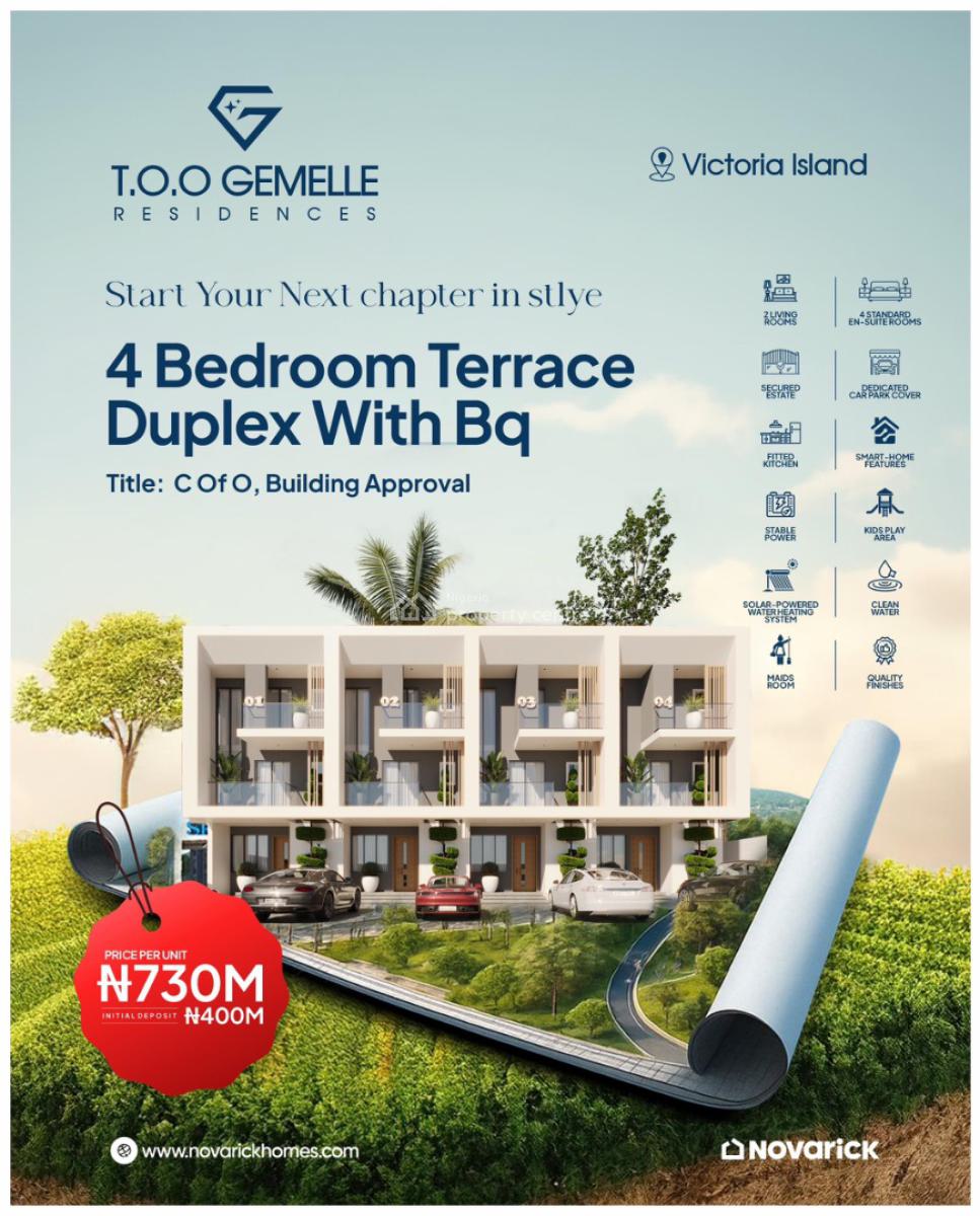 Luxury and Elegant 4 Bedroom Terrace Duplex with a Bq, Oniru, Victoria Island (vi), Lagos, Terraced Duplex for Sale