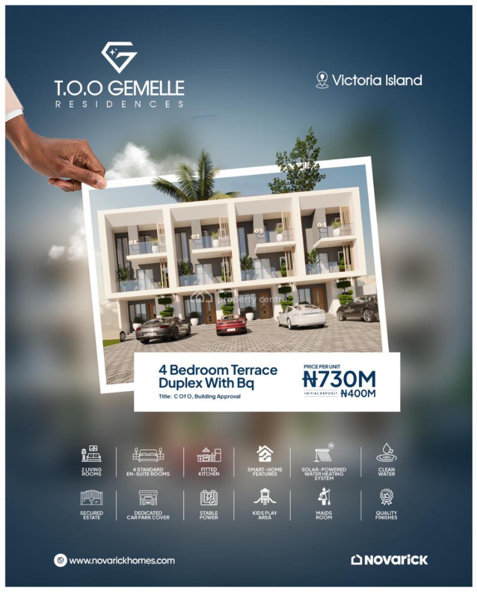 Luxury and Elegant 4 Bedroom Terrace Duplex with a Bq, Oniru, Victoria Island (vi), Lagos, Terraced Duplex for Sale