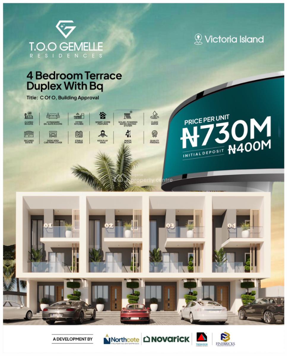 Luxury and Elegant 4 Bedroom Terrace Duplex with a Bq, Oniru, Victoria Island (vi), Lagos, Terraced Duplex for Sale