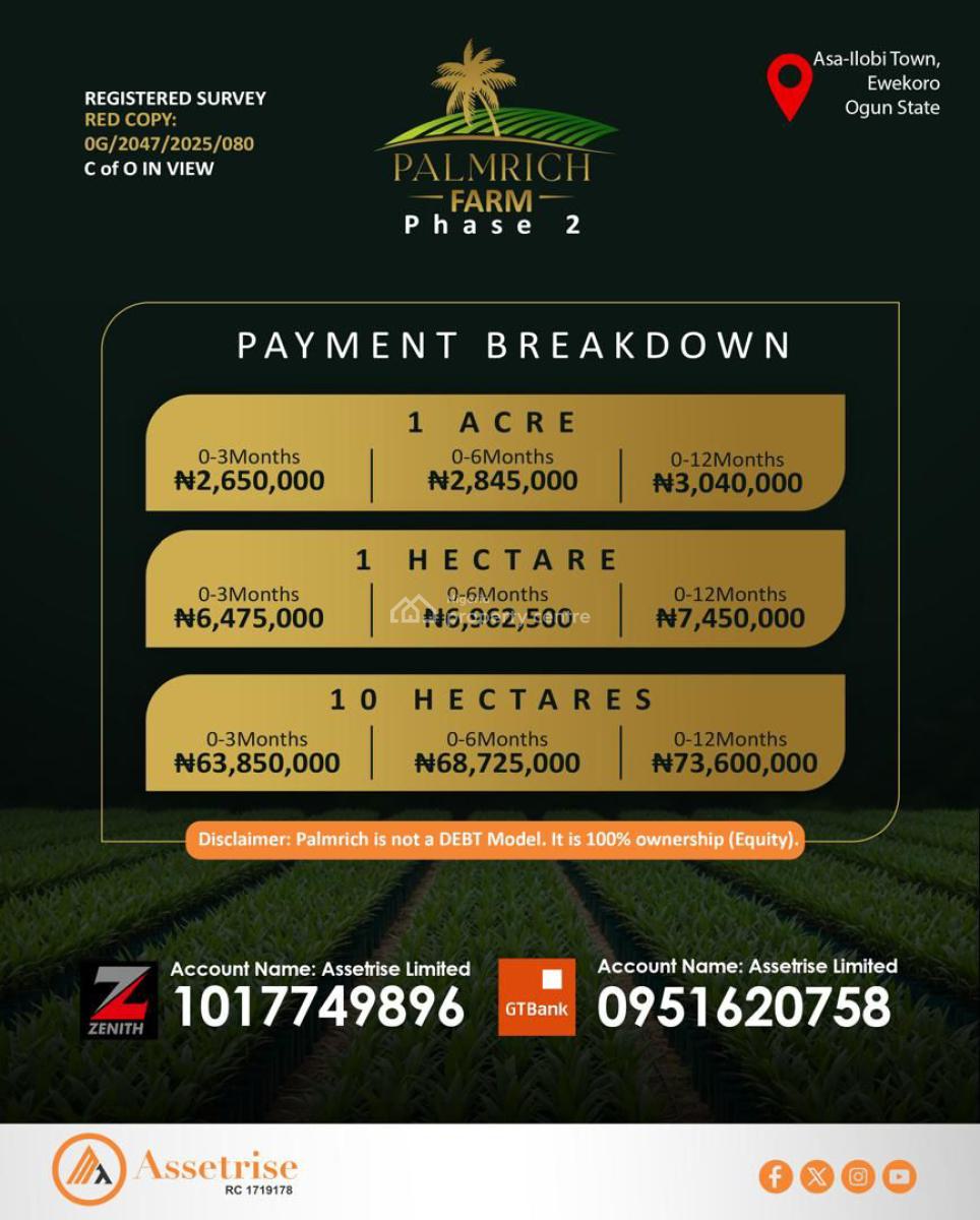Step Into Elite Land Banking with a Farm Investment Built for Generati, Aso Ilobi Road, Ewekoro, Ogun State, Ewekoro, Ogun, Mixed-use Land for Sale