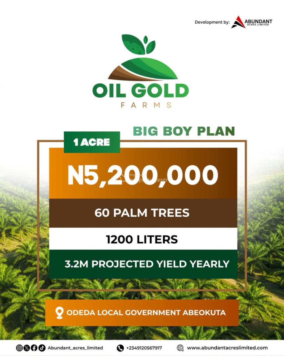 Make 600k Yearly From a Plot at Oil Gold Farm, Odeda Local Government,, Abeokuta North, Ogun, Industrial Land for Sale