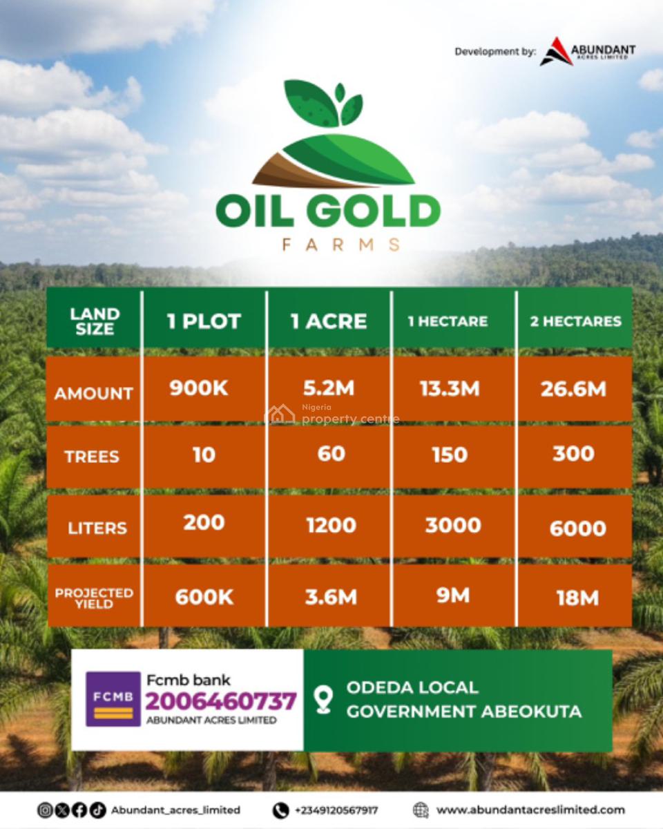 Make 600k Yearly From a Plot at Oil Gold Farm, Odeda Local Government,, Abeokuta North, Ogun, Industrial Land for Sale
