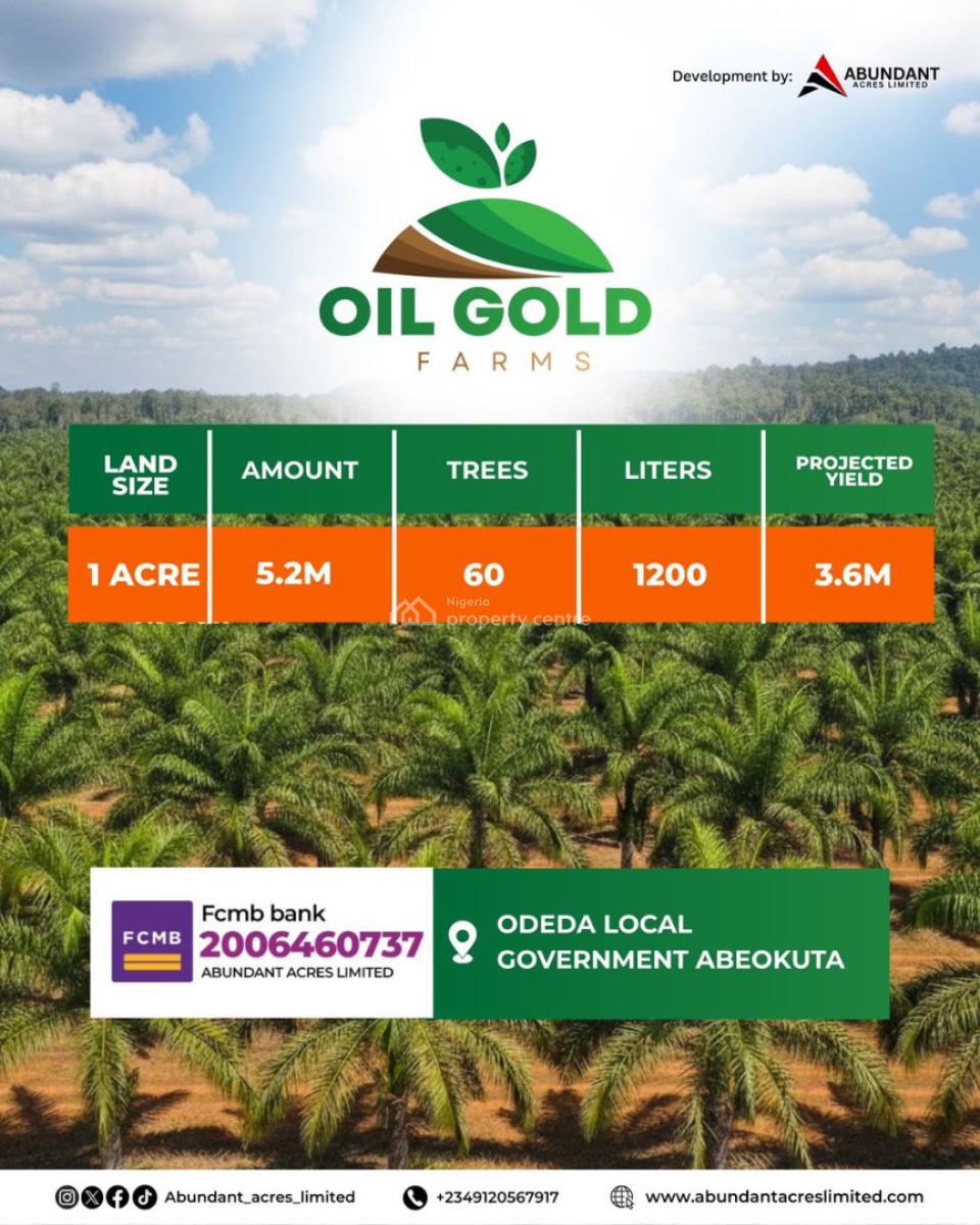 Earn Yearly From a Plot at Oil Gold Farm, Odeda Local Government, Abeokuta North, Ogun, Commercial Land for Sale
