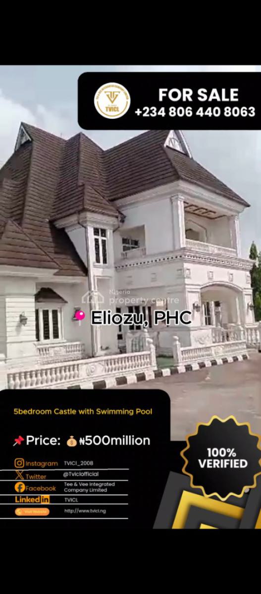 5 Bedroom Castle with Gazebo and Swimming Pool, Port Harcourt, Rivers, Detached Duplex for Sale