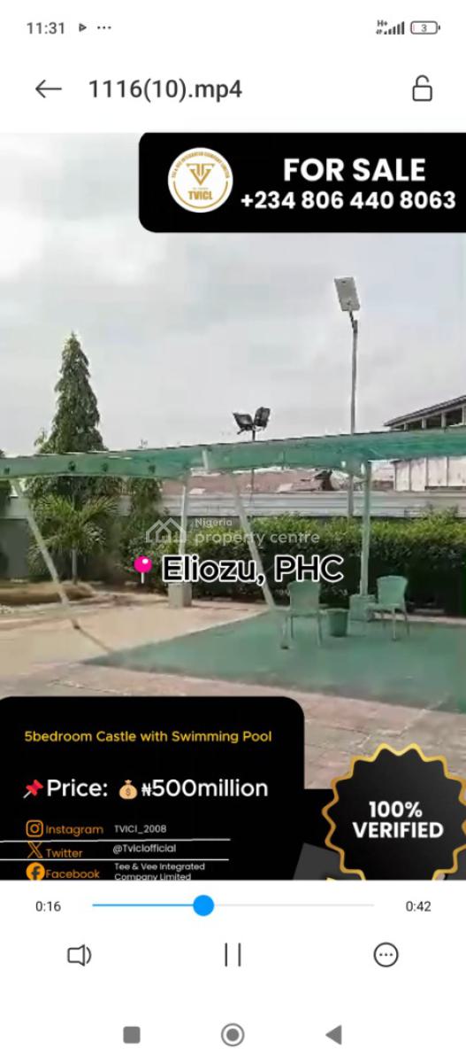 5 Bedroom Castle with Gazebo and Swimming Pool, Port Harcourt, Rivers, Detached Duplex for Sale