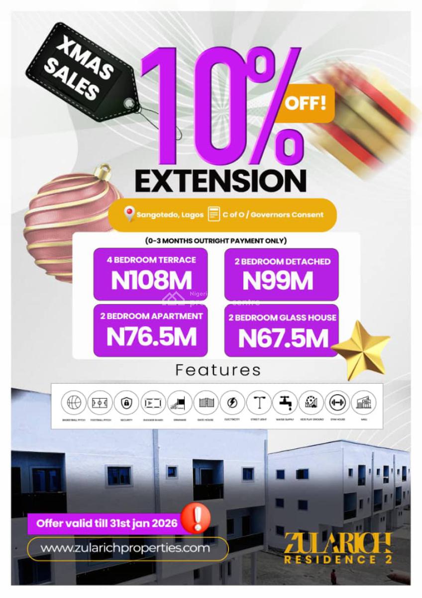 New Year Promo Luxury  Duplex [pay & Pack in] 2 Bedroom Apartment, By Biggest Shoprite Road, Sangotedo, Ajah, Lagos, House for Sale