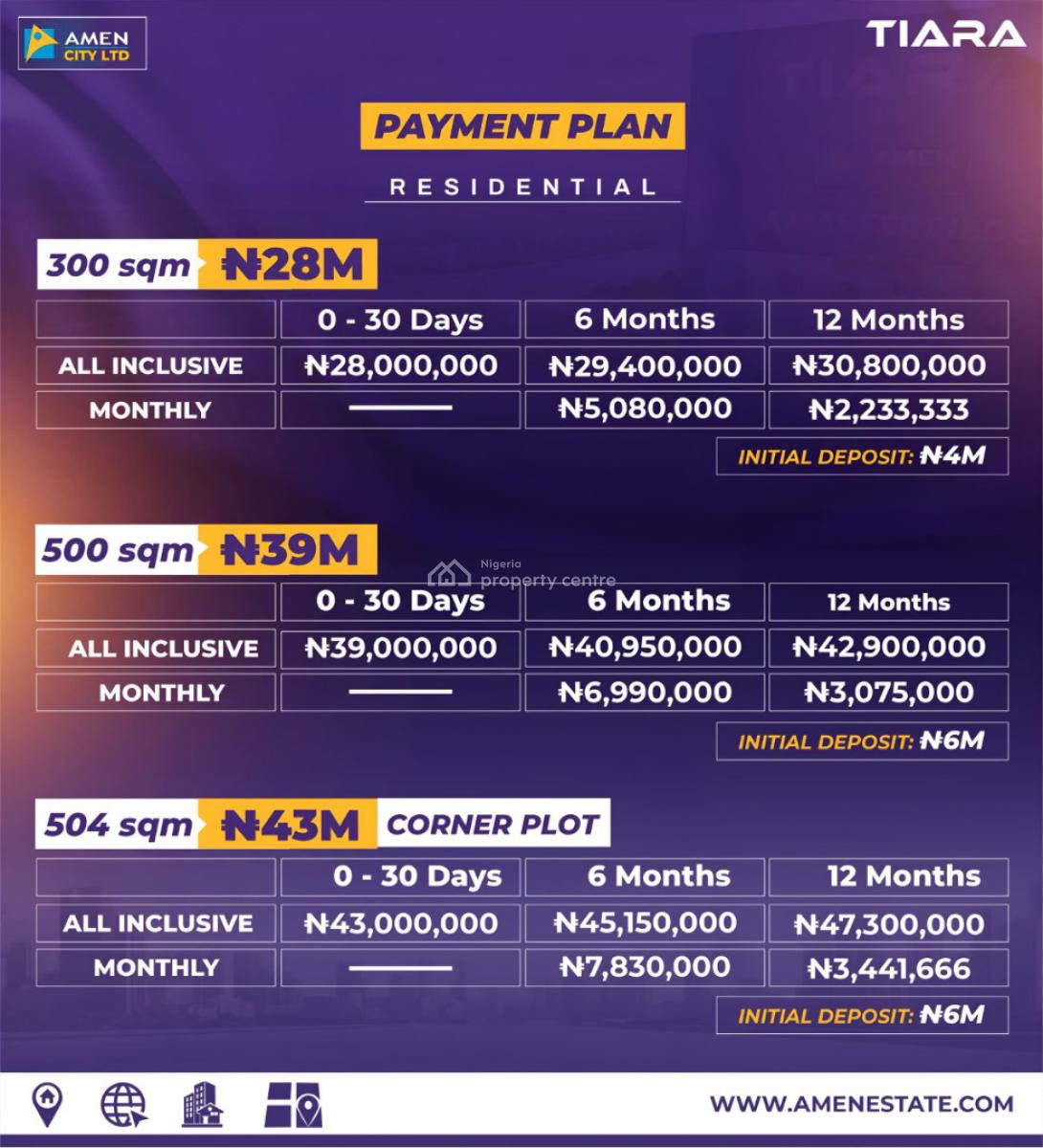 Premium Estate Land, Tiara Phase 1.0 By Amen City, Ibeju Lekki, Lagos, Residential Land for Sale