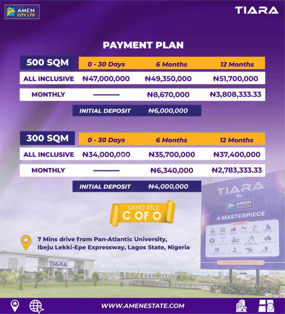 Premium Estate Land, Tiara Phase 1.0 By Amen City, Eleko, Ibeju Lekki, Lagos, Residential Land for Sale