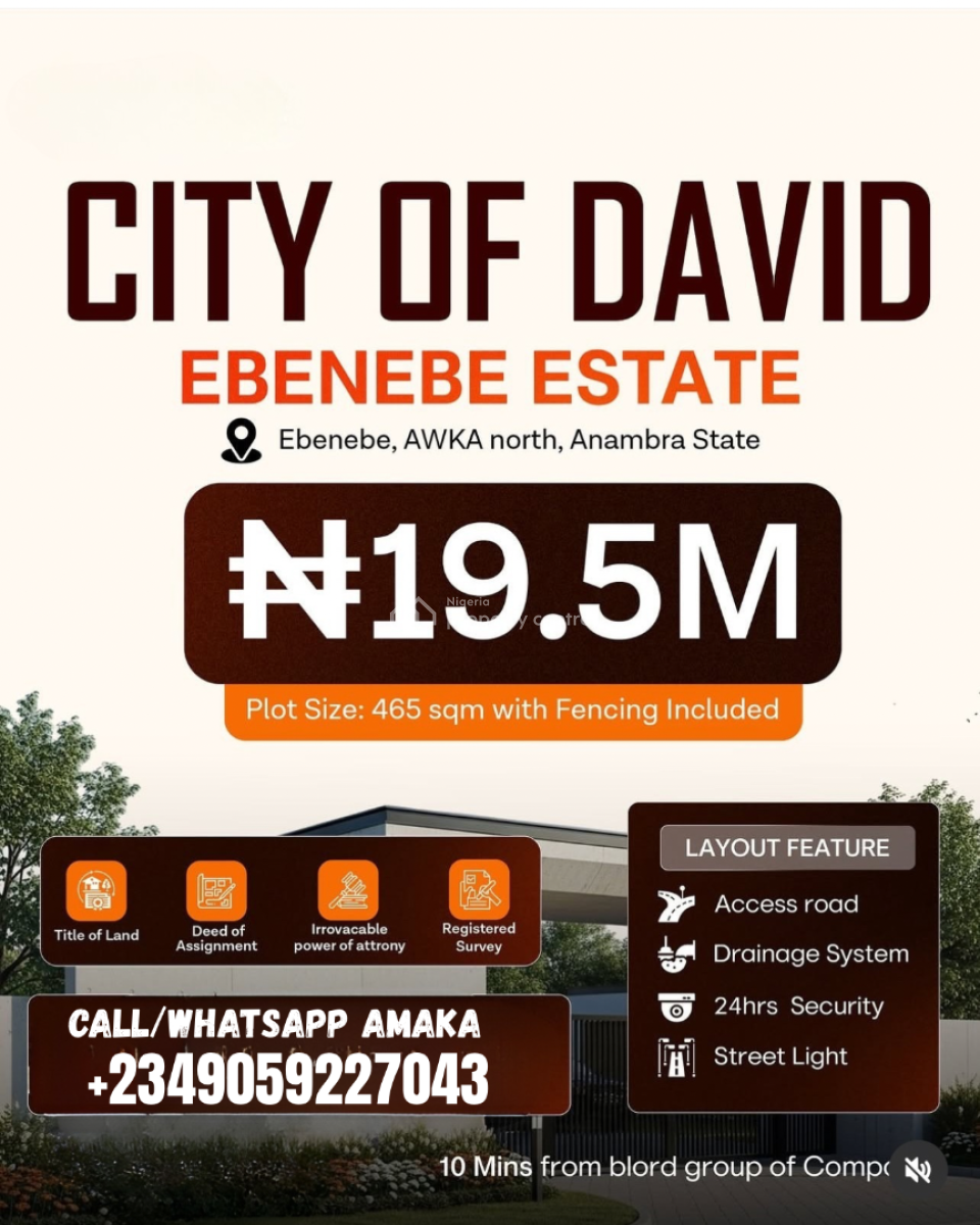Affordable Plots of Residential Estate Land, City of David, Blord Phase 1, Ebenebe, Awka, Anambra, Residential Land for Sale
