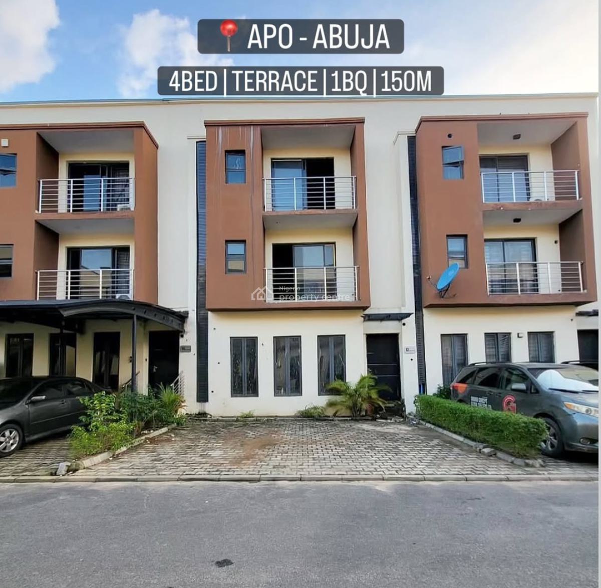 4 Bedrooms Townhouse + Bq, By Cedar Crest Hospital, Apo, Abuja, Terraced Duplex for Sale