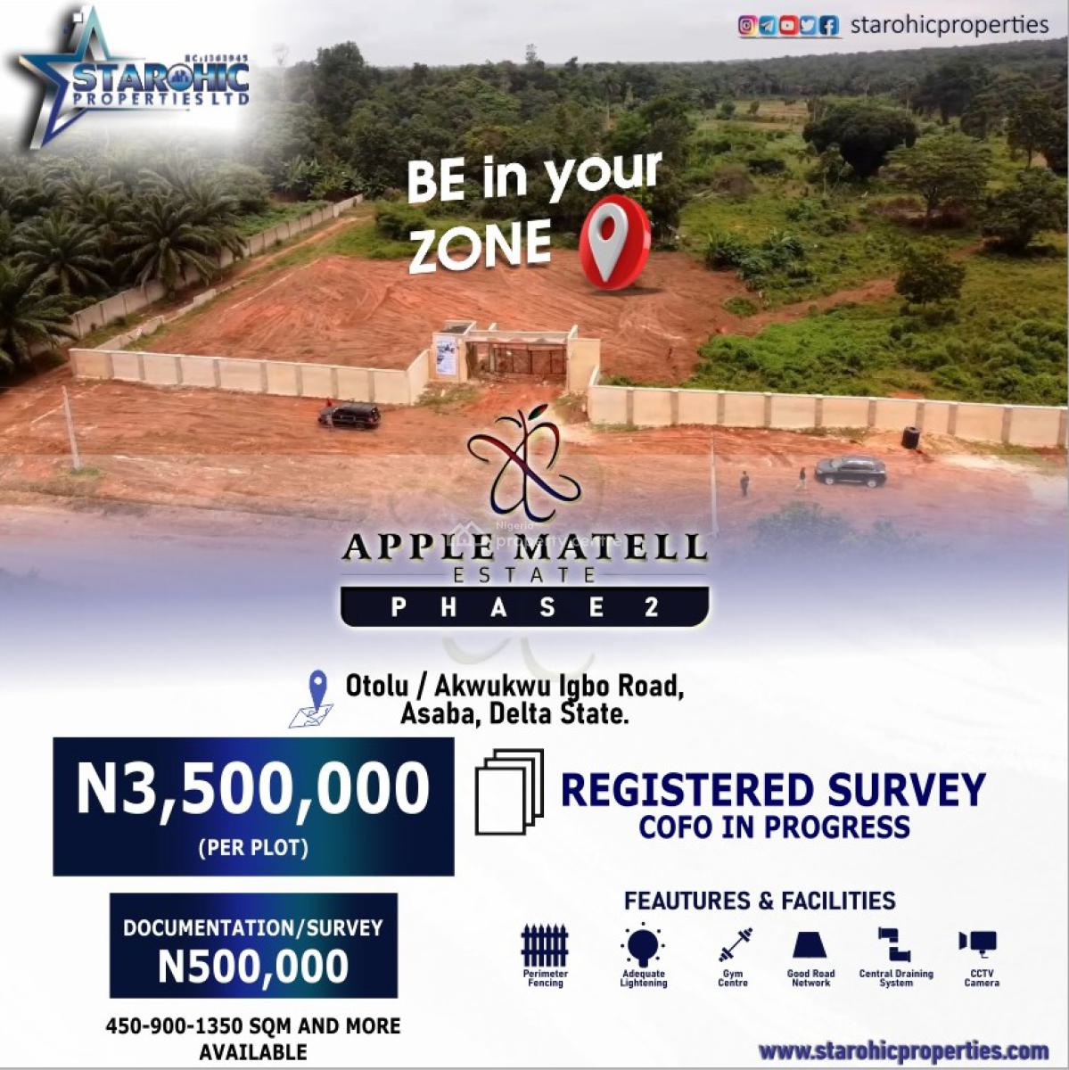 Verifiable Plots of Land in Apple Matell Phase 2, Akwukwu Igbo, Asaba, Delta, Mixed-use Land for Sale