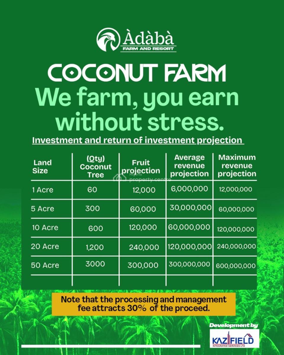 Coconut Farm, Ijebu East, Ogun, Commercial Land for Sale