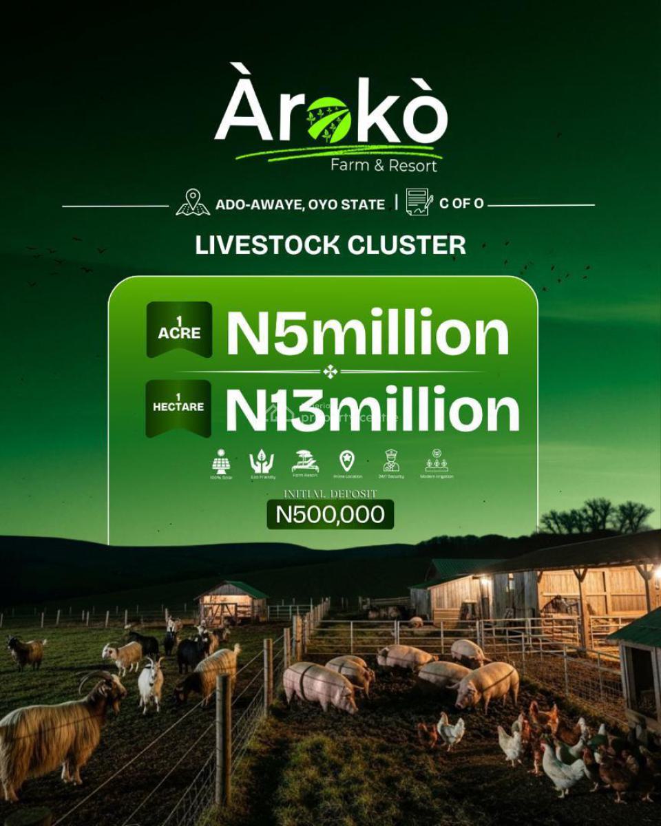 Ranch, Cashew, Cash Crop, Palm Tree, Cocoa, Livestock Farm and Resort, Aroko Farm and Resort, Ado Awaye, Ido, Oyo, Mixed-use Land for Sale
