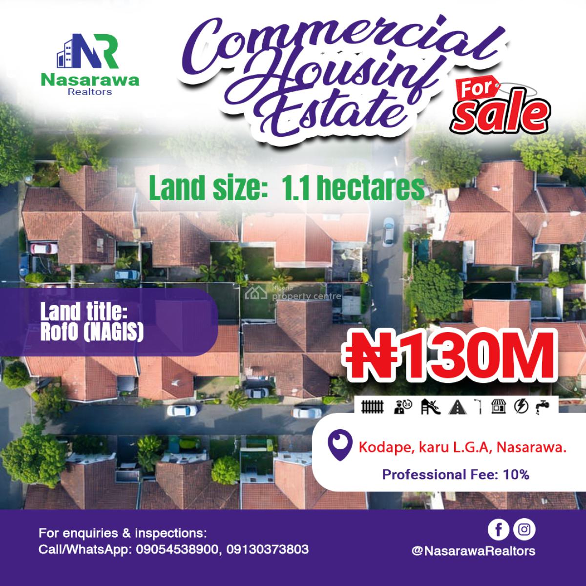 1.1 Hectares Commercial Housing Estate, Karu, Karu, Nasarawa, Commercial Land for Sale