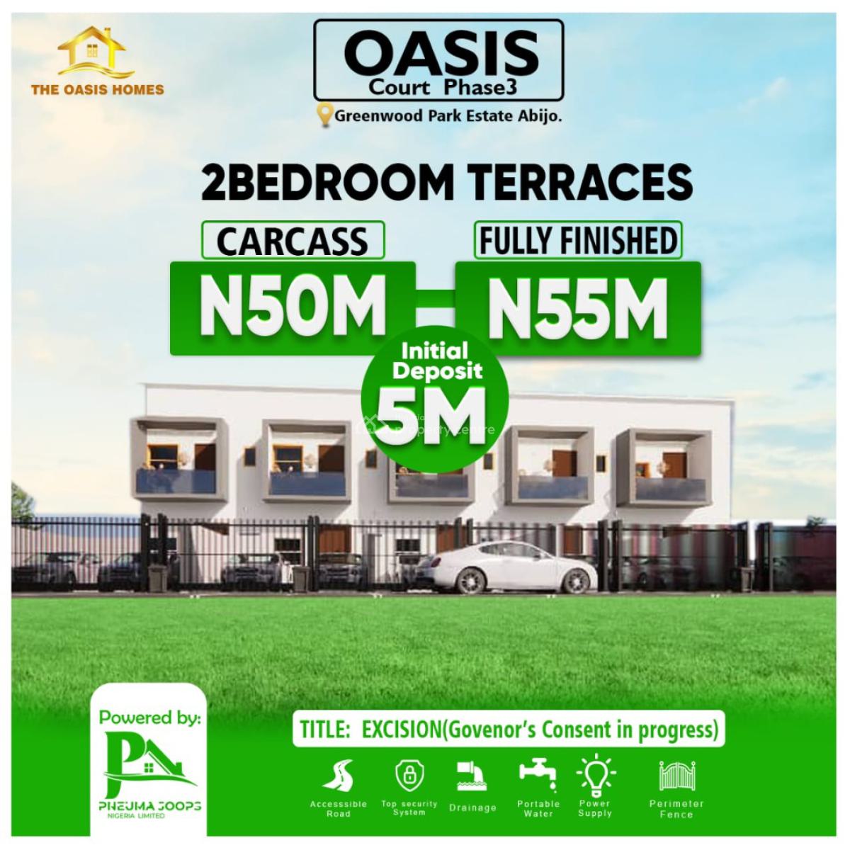 Beautiful 2 Bedroom Terrace, Oasis Court 2, Abijo, Lekki, Lagos, Terraced Duplex for Sale