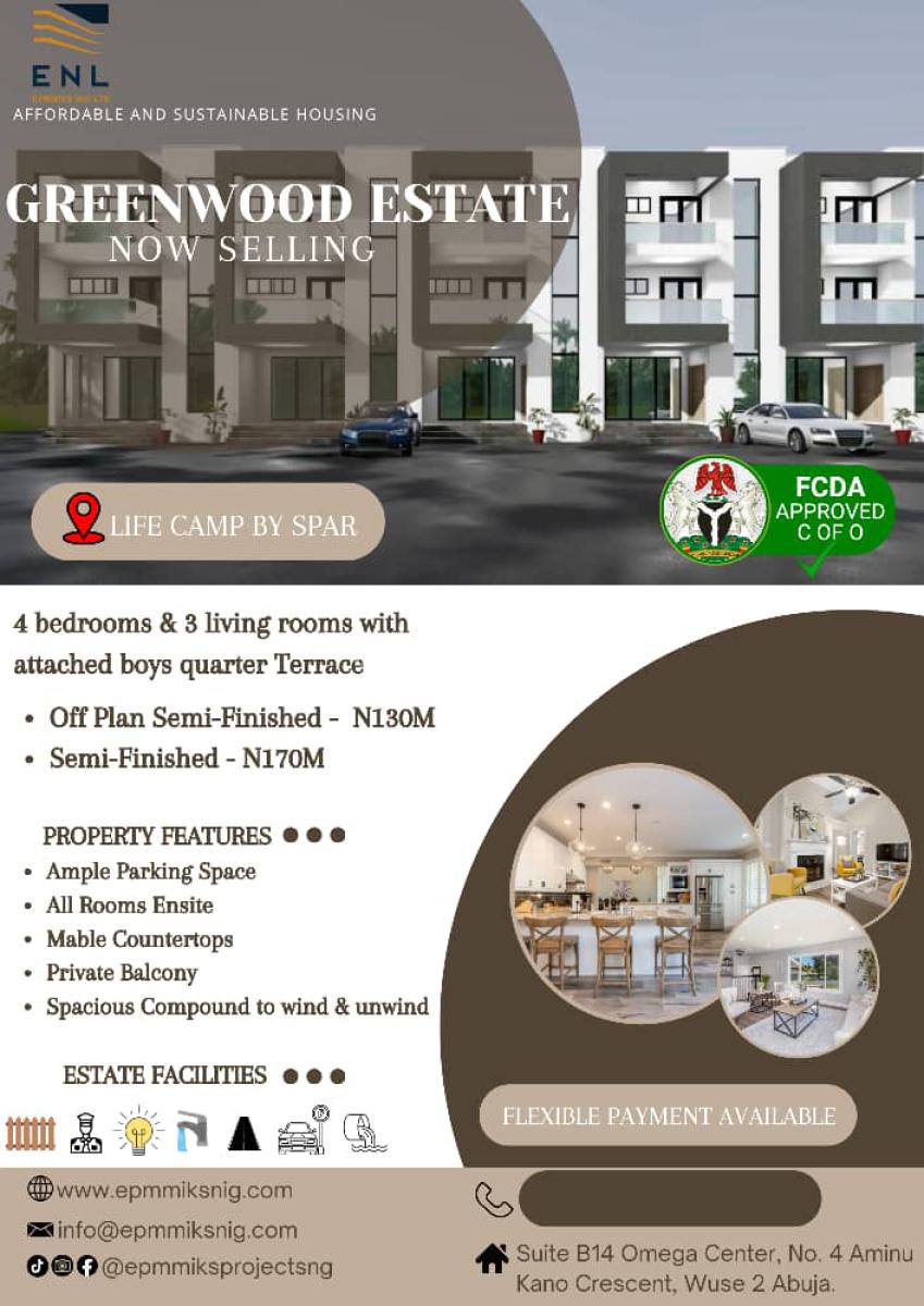 4 Bedrooms with 3 Living Rooms and a Bq Off Plan, Life Camp, Abuja, House for Sale