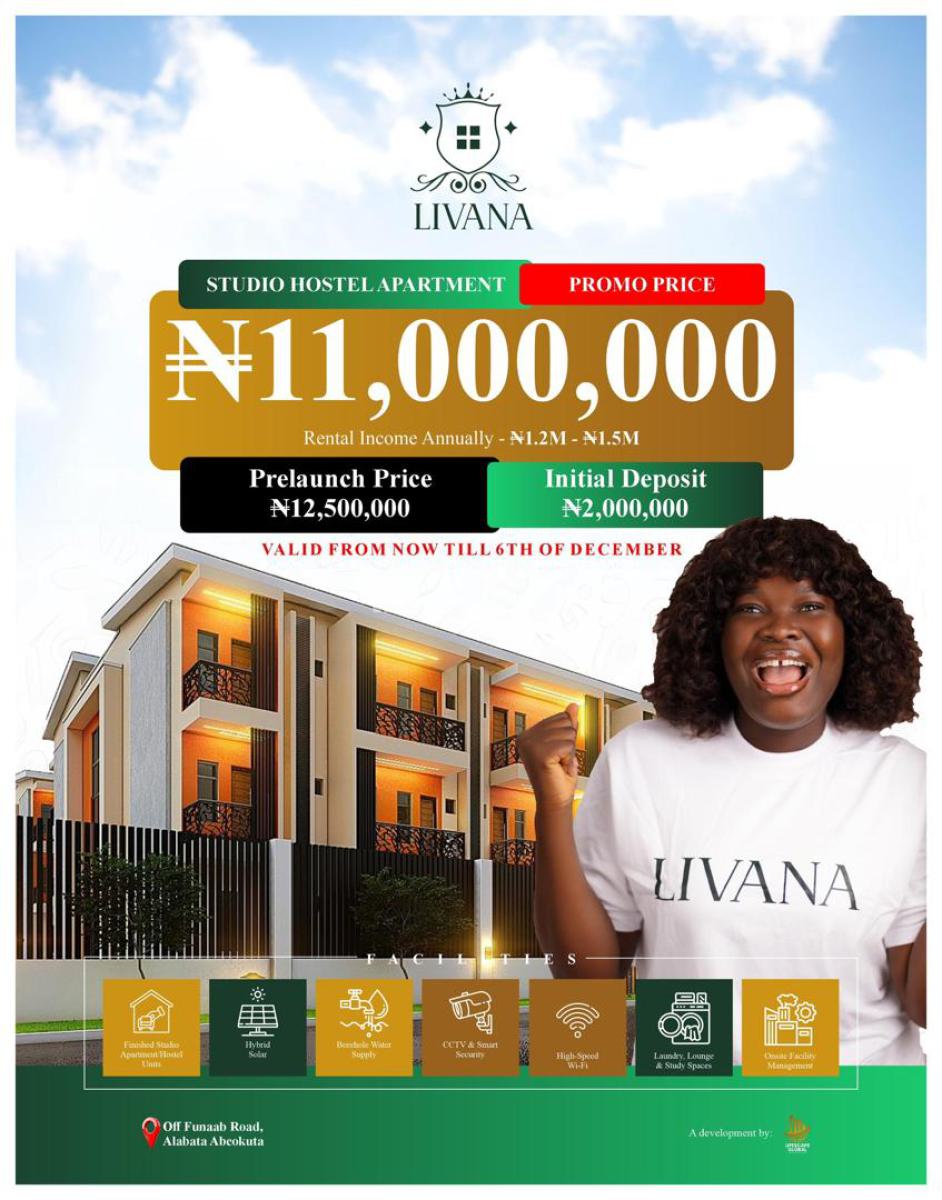 Livana Earlybird Promo... Premium Studio Hostel Apartment, Abeokuta North, Ogun, Flat / Apartment for Sale