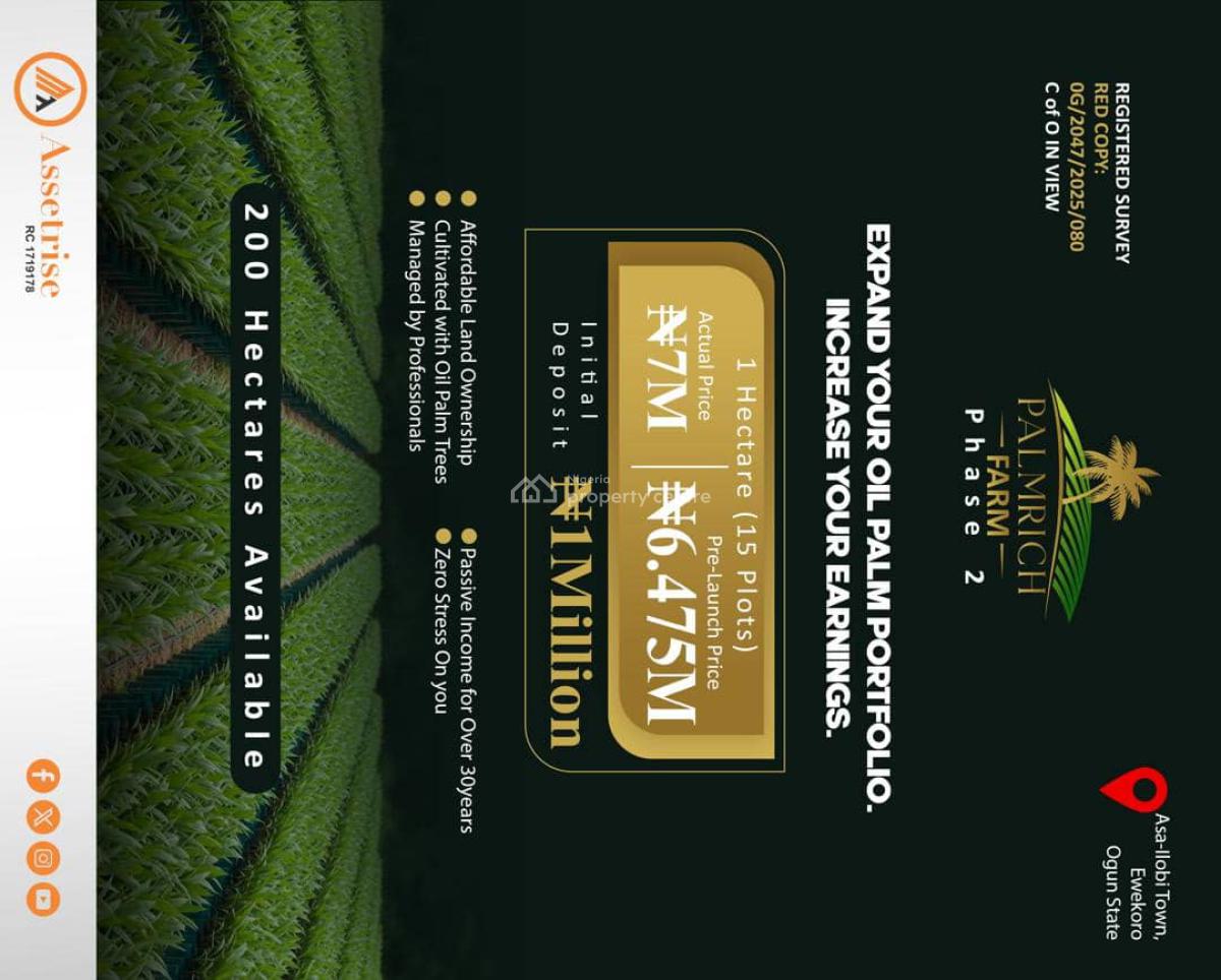 Land for Smart Investors, Palm Rich Estate, Ewekoro, Ogun, Industrial Land for Sale