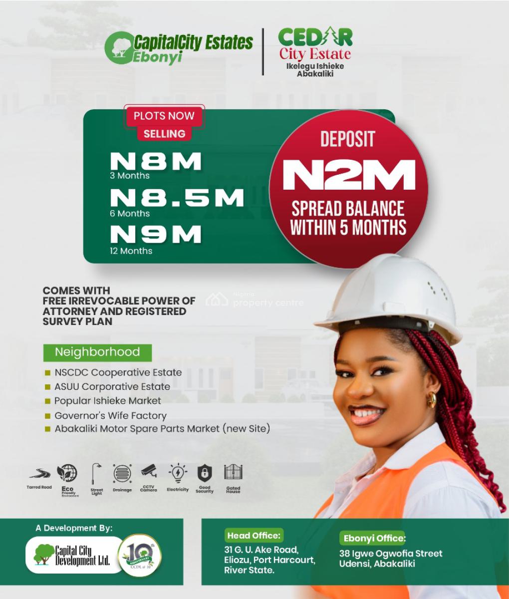 Land with Power of Attorney and Free Registered Survey, Cedar City Located Right in  Abakaliki Town  Ikelegu Community, Ishiek, Abakaliki, Ebonyi, Residential Land for Sale