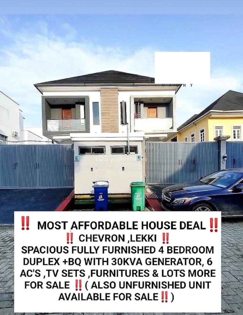 Distress 4 Bedroom Fully Furnished, Chevron, Lekki, Lagos, Semi-detached Duplex for Sale