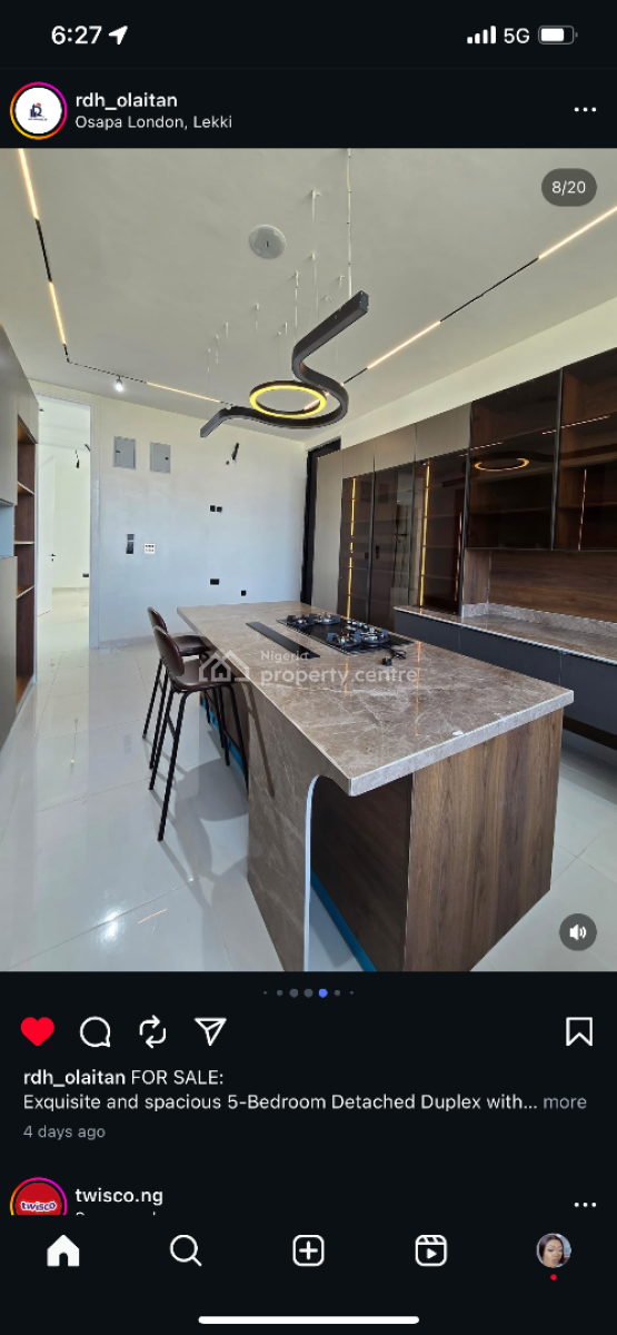 Exquisite and Spacious 5-bedroom Detached Duplex with Bq,, Osapa, Lekki, Lagos, Detached Duplex for Sale