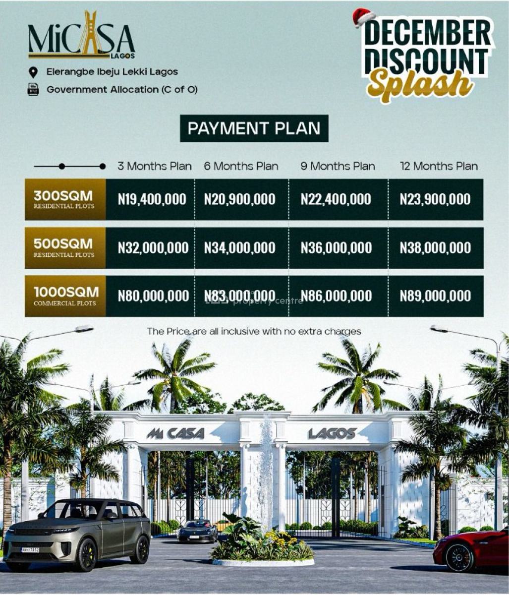 Plots of Residential and Commercial Land, Micasa Lagos Estate, Eleranigbe, Ibeju Lekki, Lagos, Residential Land for Sale