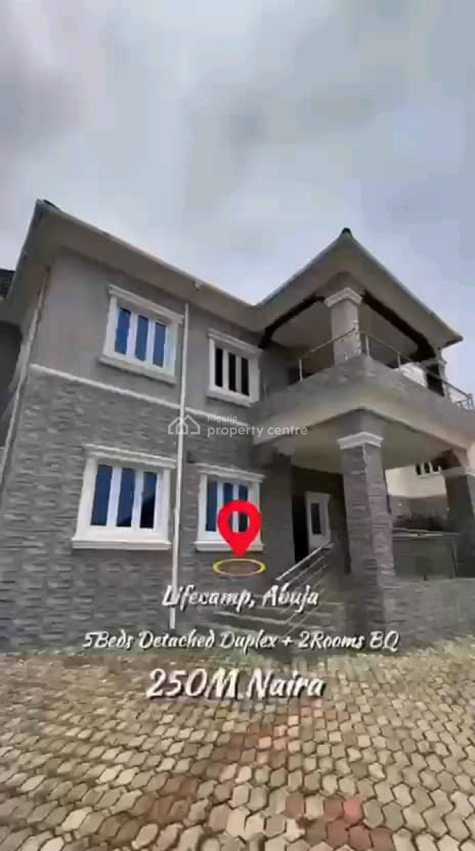 Massive 5bedroom Fully Detached Duplex with 2 Rooms Bq, Life Camp, Abuja, Detached Duplex for Sale