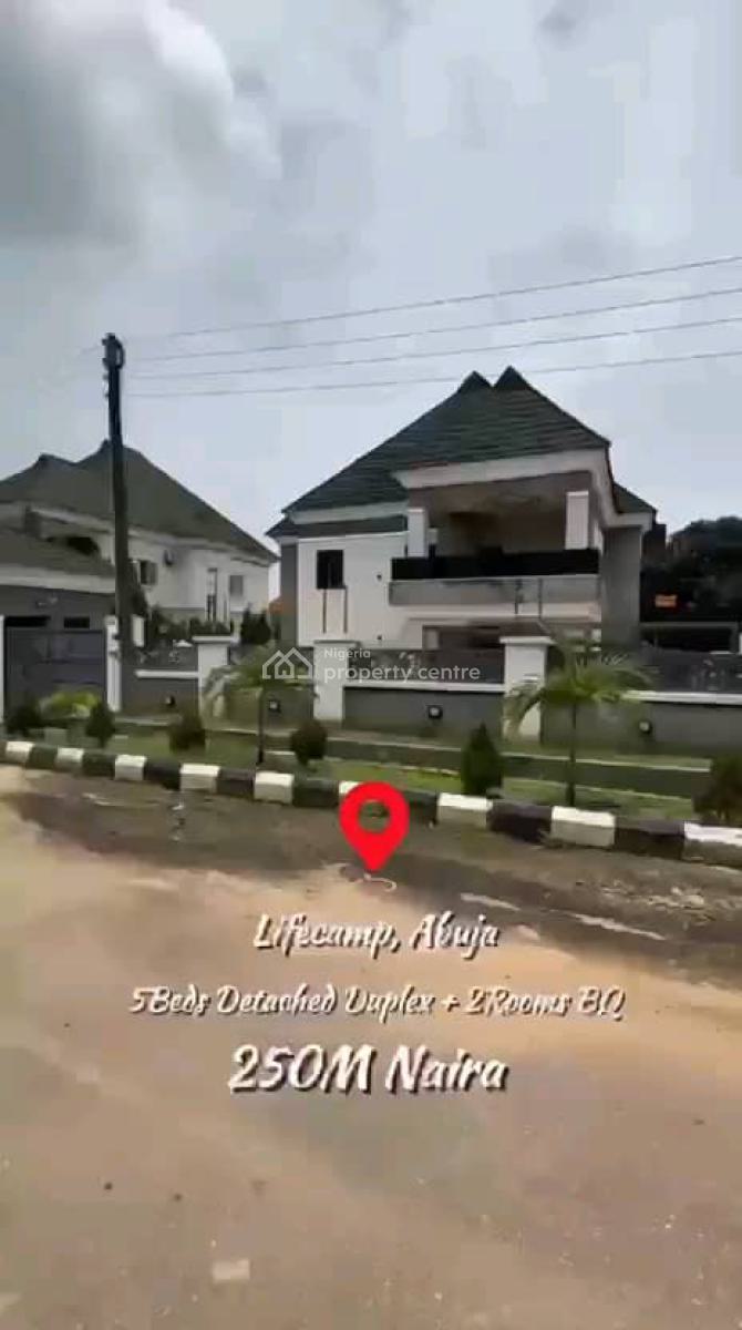 Massive 5bedroom Fully Detached Duplex with 2 Rooms Bq, Life Camp, Abuja, Detached Duplex for Sale