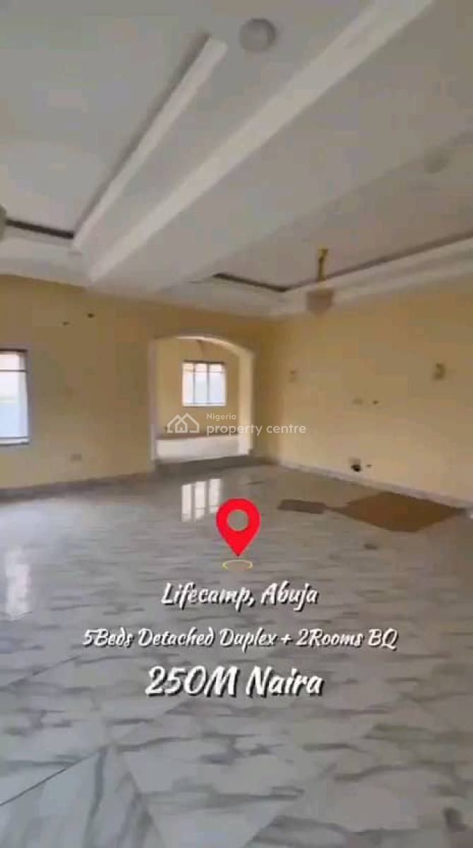 Massive 5bedroom Fully Detached Duplex with 2 Rooms Bq, Life Camp, Abuja, Detached Duplex for Sale