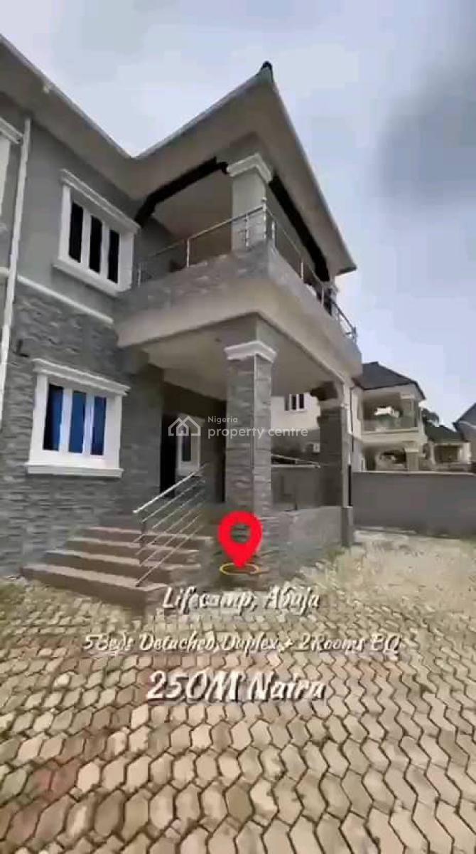 Massive 5bedroom Fully Detached Duplex with 2 Rooms Bq, Life Camp, Abuja, Detached Duplex for Sale