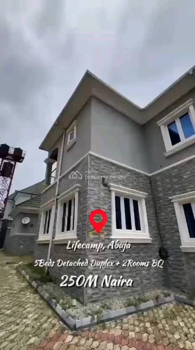 Massive 5bedroom Fully Detached Duplex with 2 Rooms Bq, Life Camp, Abuja, Detached Duplex for Sale