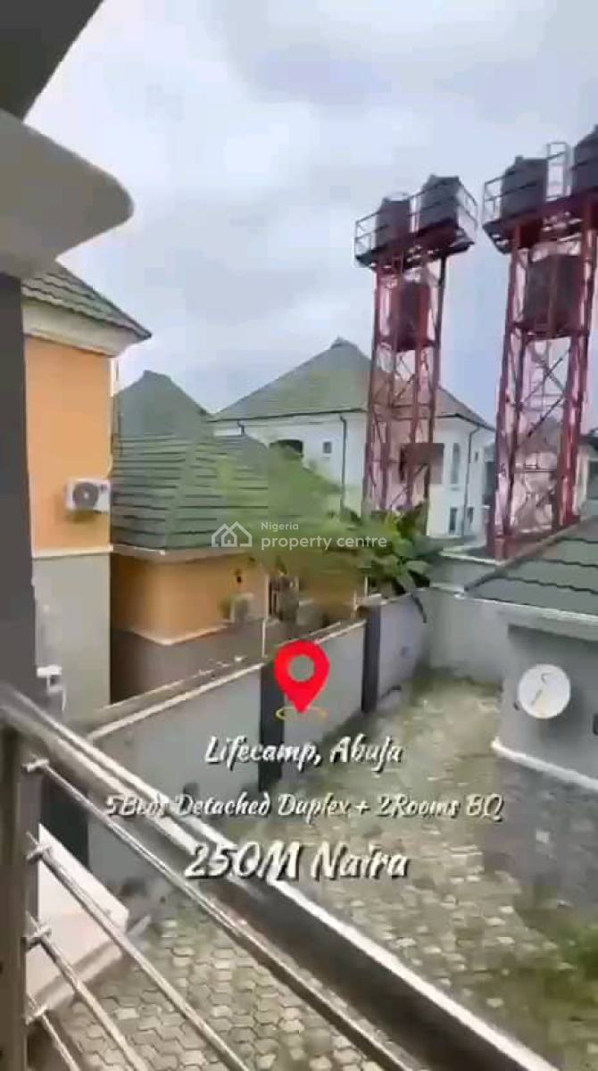Massive 5bedroom Fully Detached Duplex with 2 Rooms Bq, Life Camp, Abuja, Detached Duplex for Sale