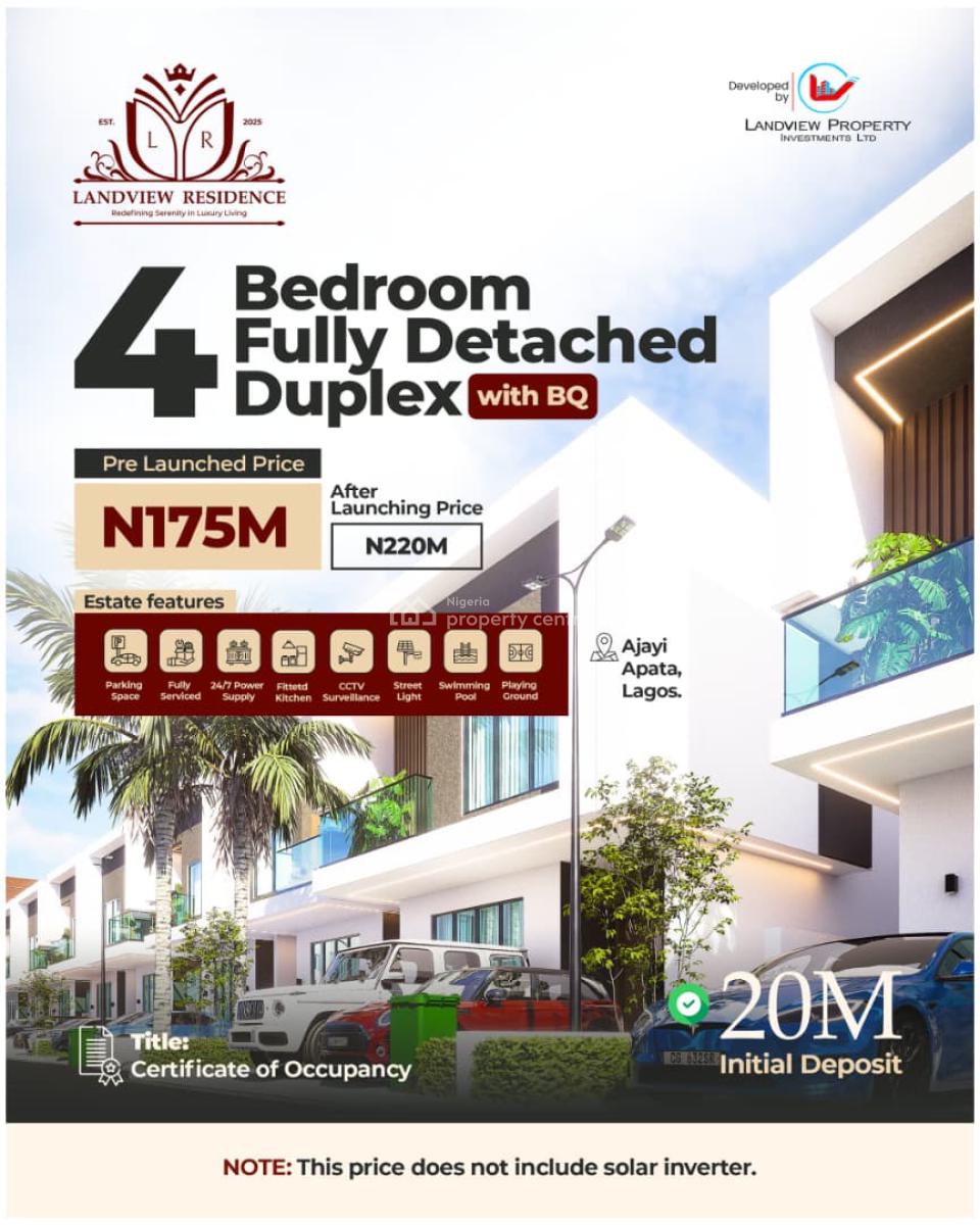 4-bedroom Fully Detached Duplex with Bq, Sangotedo, Ajah, Lagos, Detached Duplex for Sale