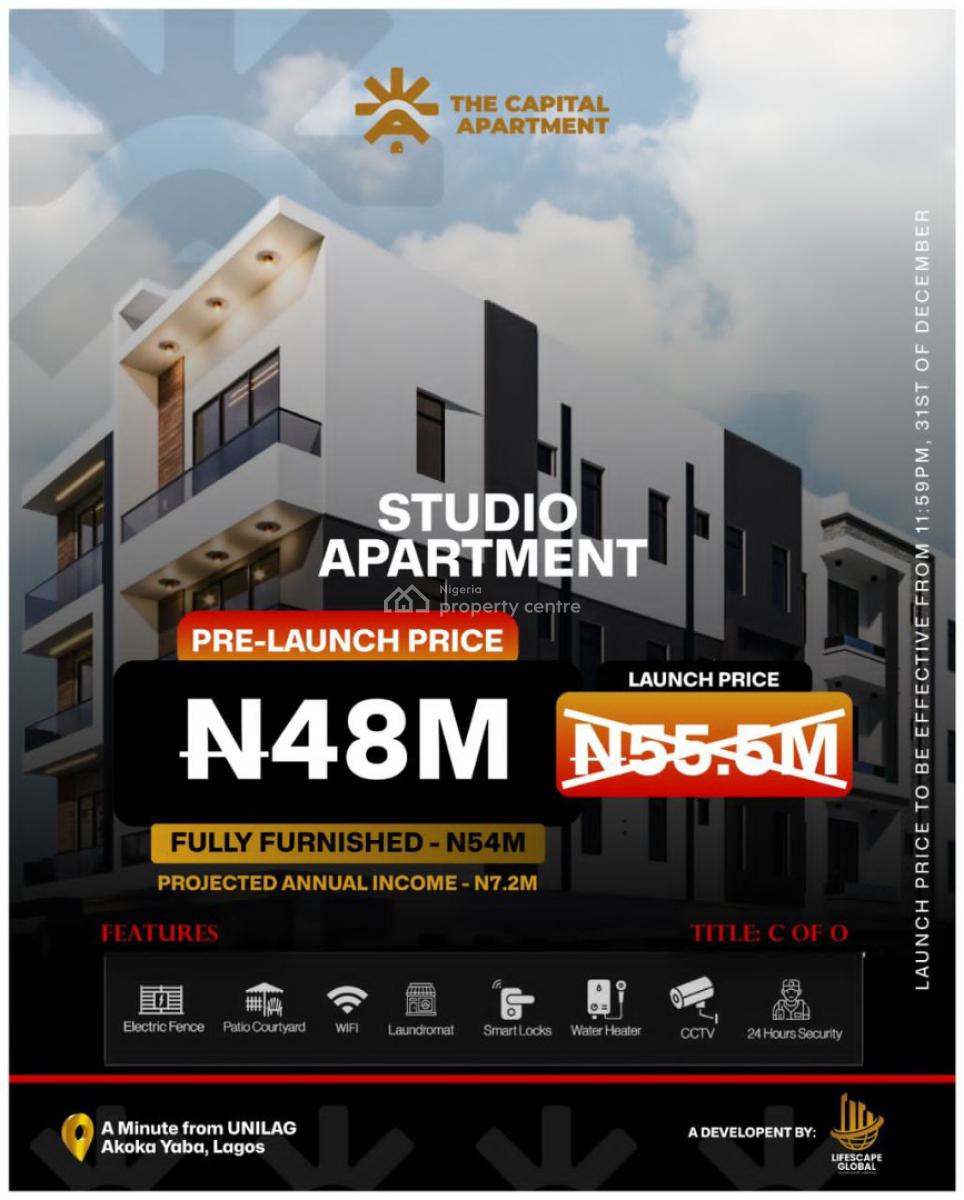 Brand New Luxury 1 Bedroom Apartment with Modern Finishings in Yaba, University of Lagos, Akoka, Yaba, Lagos, Flat / Apartment for Sale