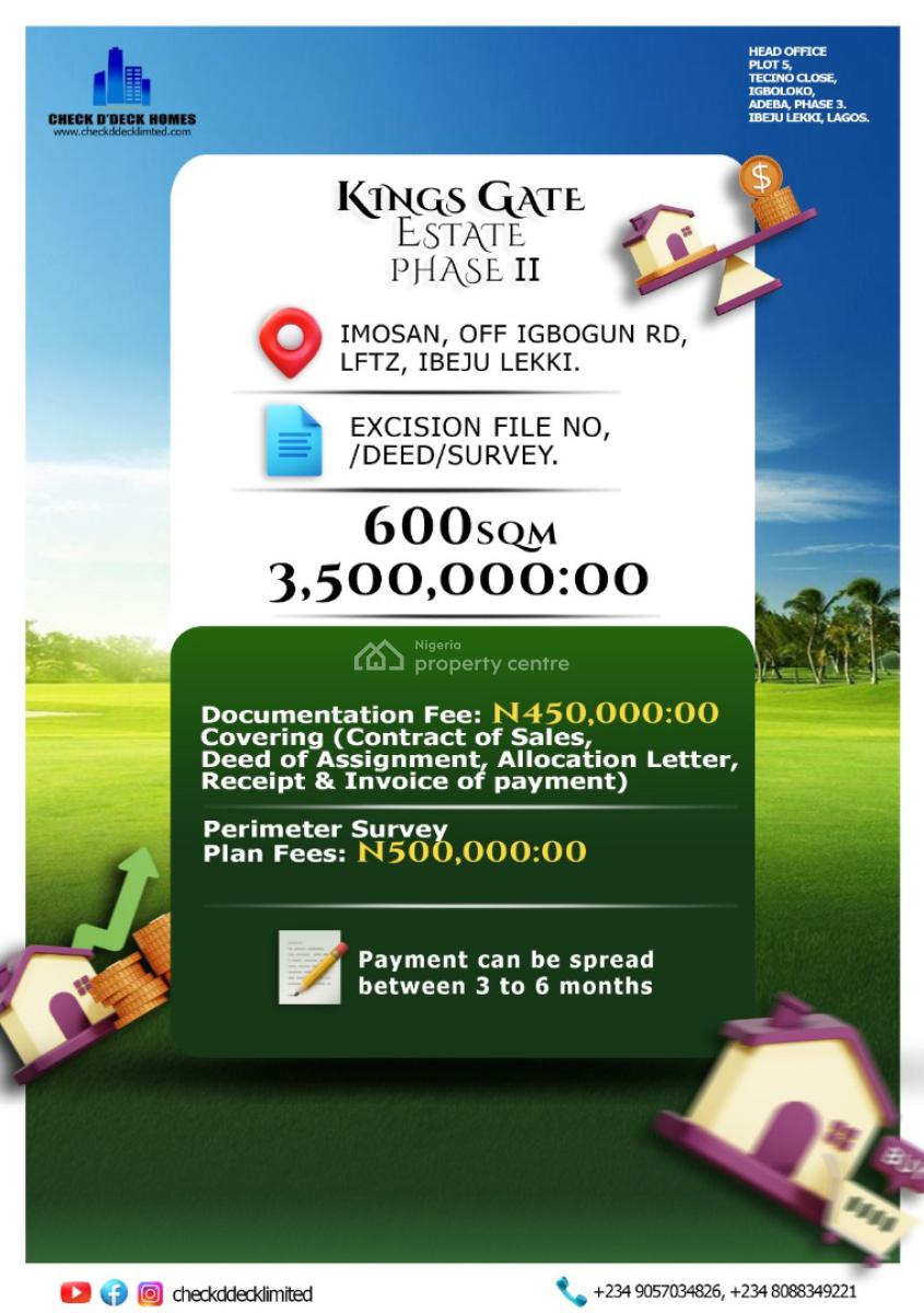 Prime Dry Land, Kings Gate Estate, Imosan Town Off Igbogun Road, Okun Imosan, Ibeju Lekki, Lagos, Land for Sale