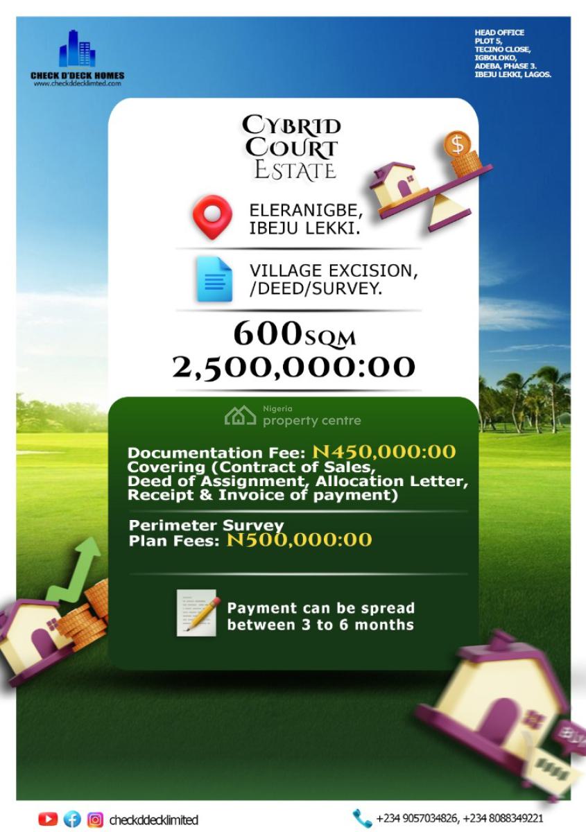 Dry and Accessible Land, Cybrid Court Estate, Idi-igba, Eleranigbe, Ibeju Lekki, Lagos, Land for Sale