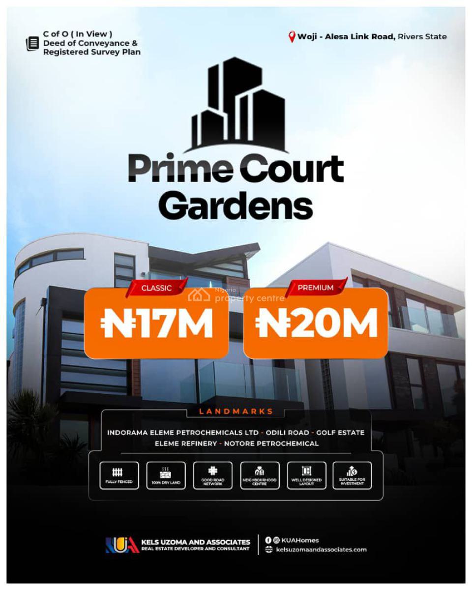 Serviced Plots of Land in a Residential Prime Court Gardens, Woji-alesa, Port Harcourt, Rivers, Residential Land for Sale