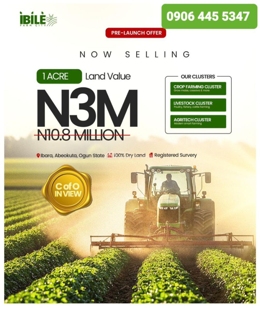 Plots and Acres of Farmlands, Farmlands at Ibara Town, Abeokuta North, Ogun, Land for Sale