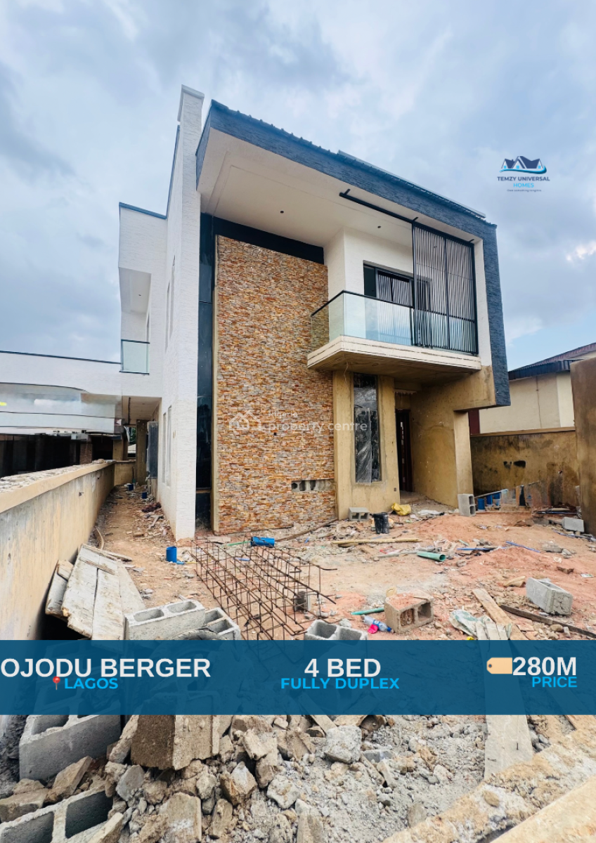 Magnificently Smart 4 Bedroom Fully Detached Duplex with a Room Bq, Ojodu Berger, Ojodu, Lagos, Detached Duplex for Sale