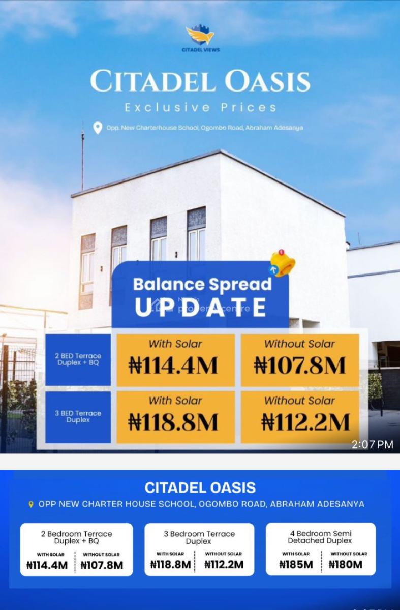 Luxury 3 Bedroom Terrace with Good Title in Secured and Serene Estate, Ogombo Road, Abraham Adesanya, Ogombo, Ajah, Lagos, Terraced Duplex for Sale