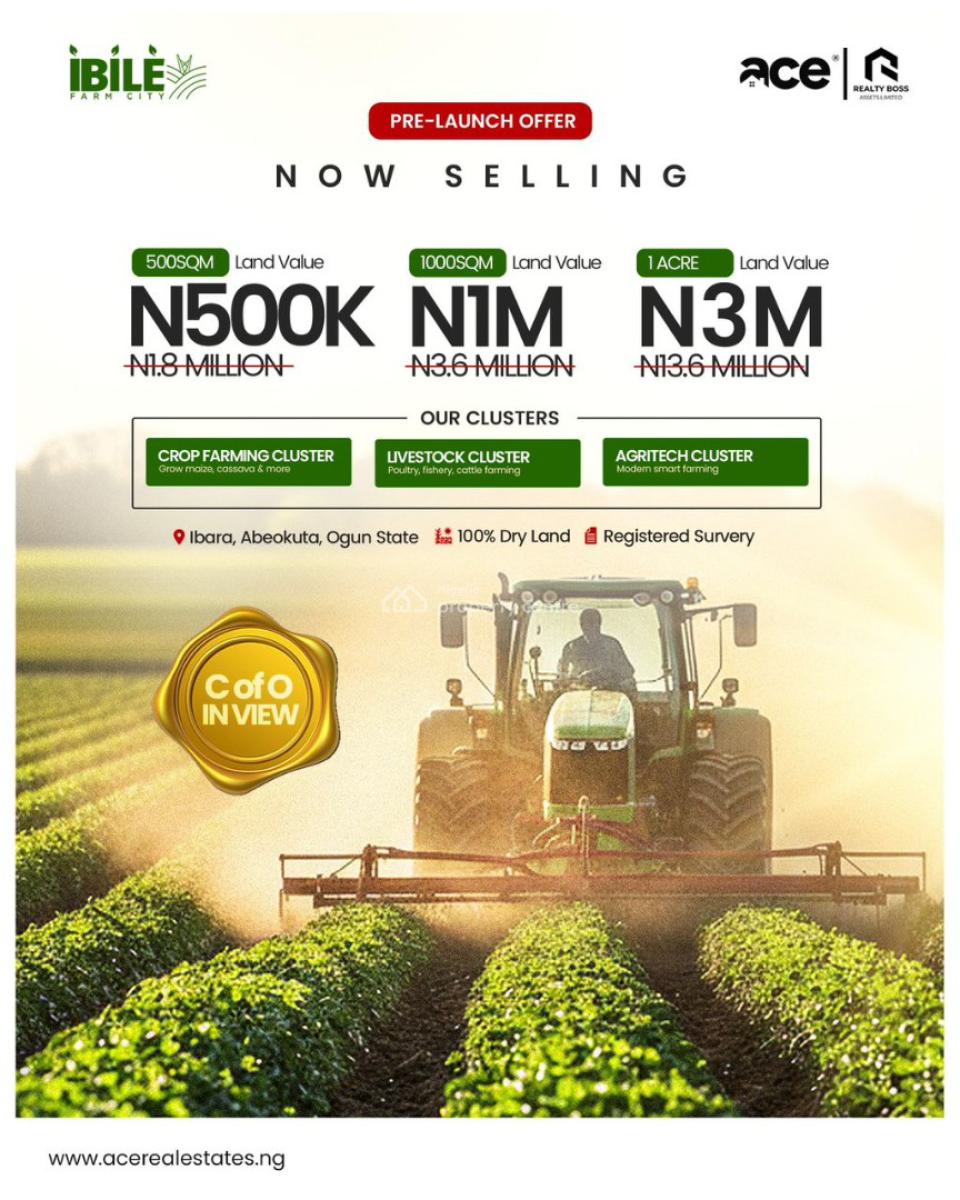 Ibile Farm City -- Pre-launch Farmland Offers  Now Selling!, Ibara, Abeokuta South, Ogun, Industrial Land for Sale