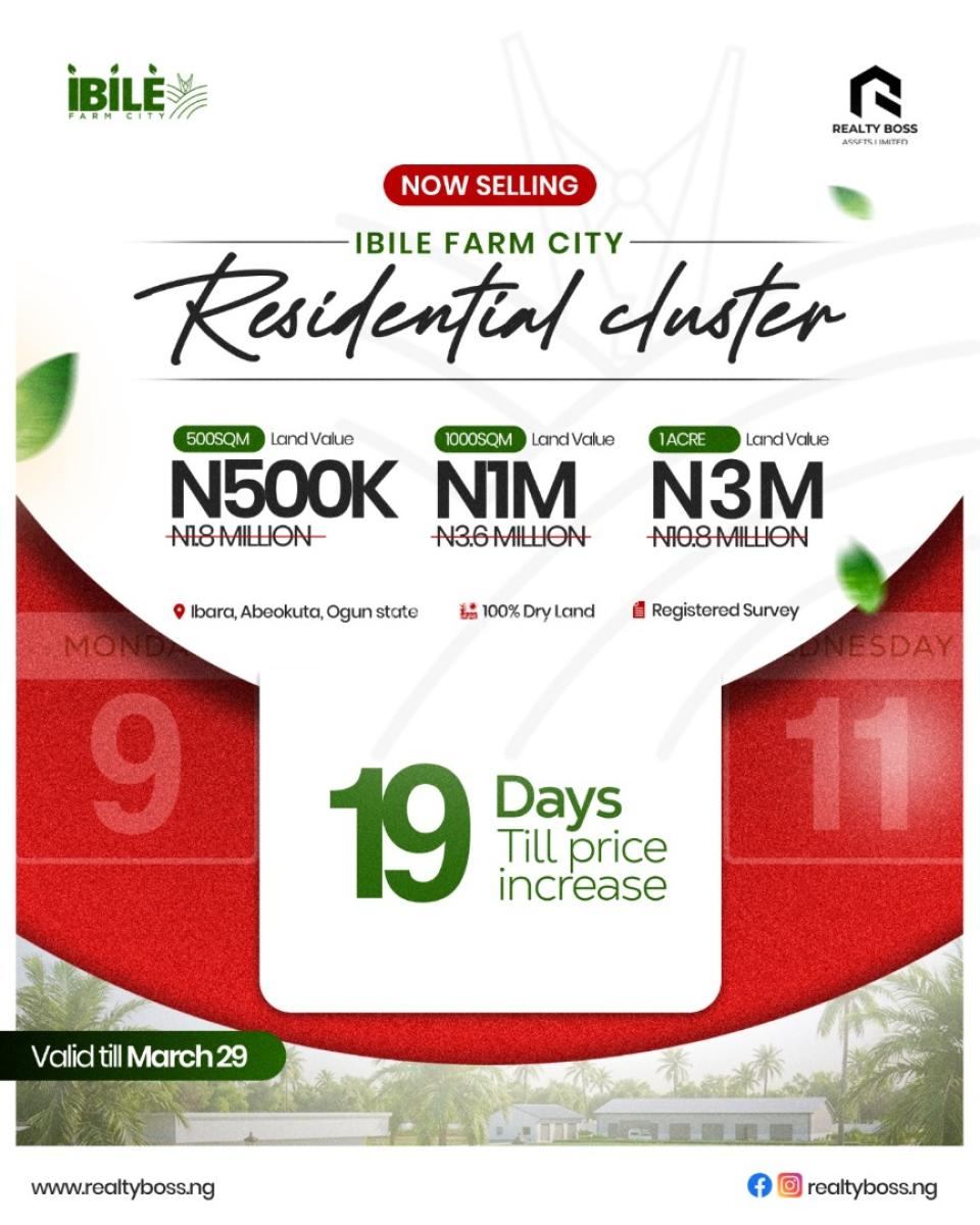 Pre-launch Farmland Offers  Now Selling!, Ibile Farm City, Ibara, Abeokuta South, Ogun, Industrial Land for Sale