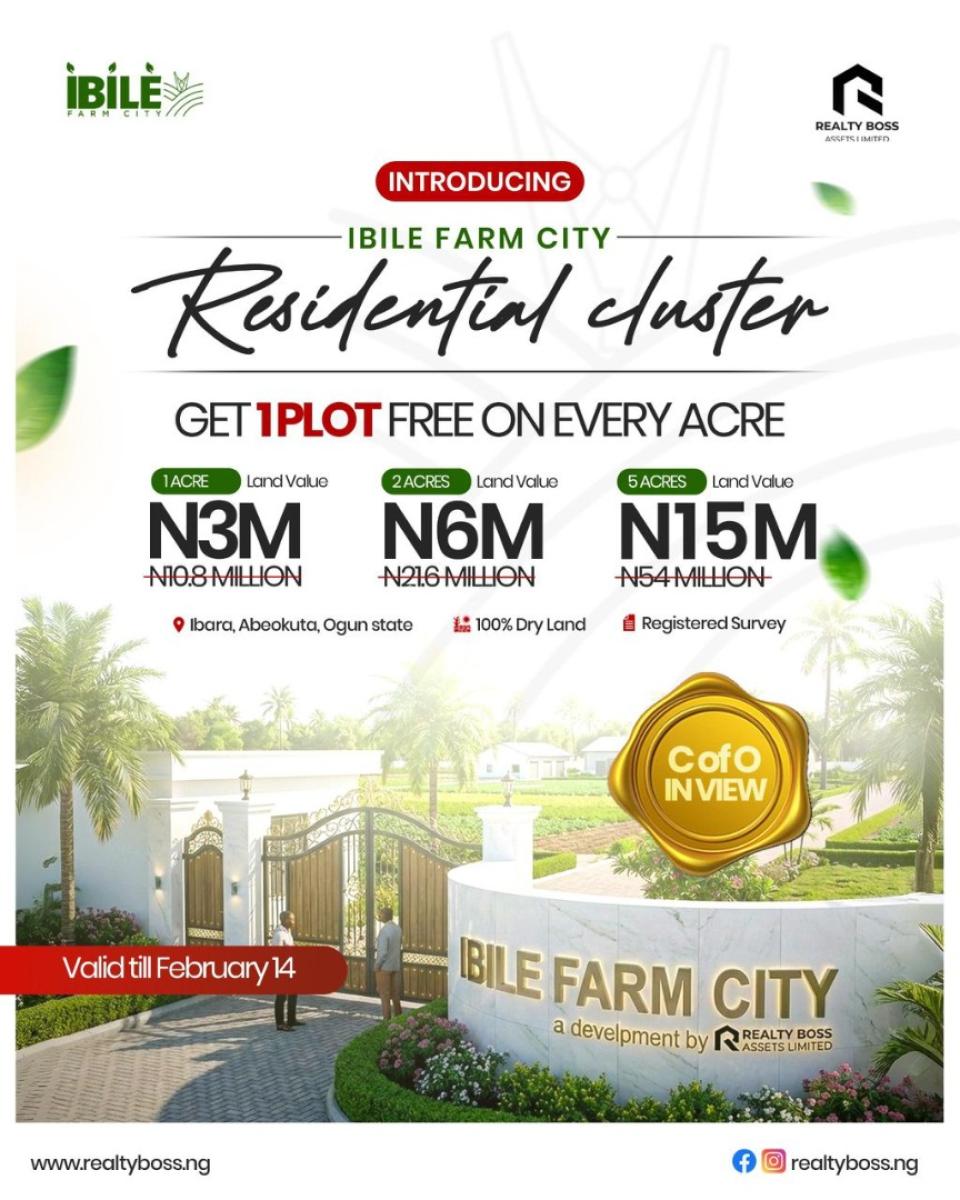 Pre-launch Farmland Offers  Now Selling!, Ibile Farm City, Ibara, Abeokuta South, Ogun, Industrial Land for Sale