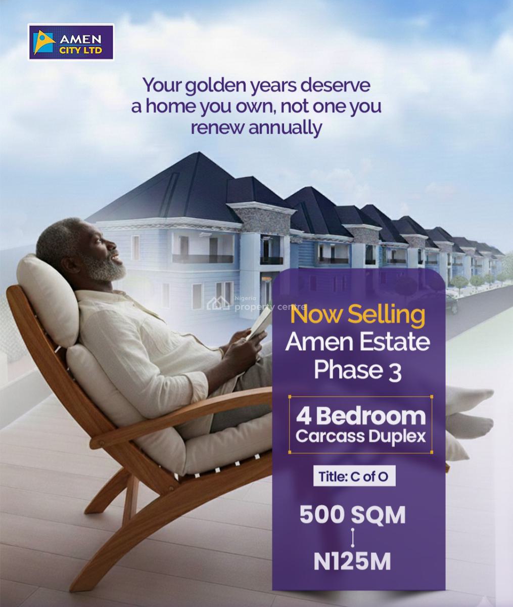 4 Bedroom Carcass Duplexes, Amen Estate Phase 3, Eleko, Ibeju Lekki, Lagos, Detached Duplex for Sale