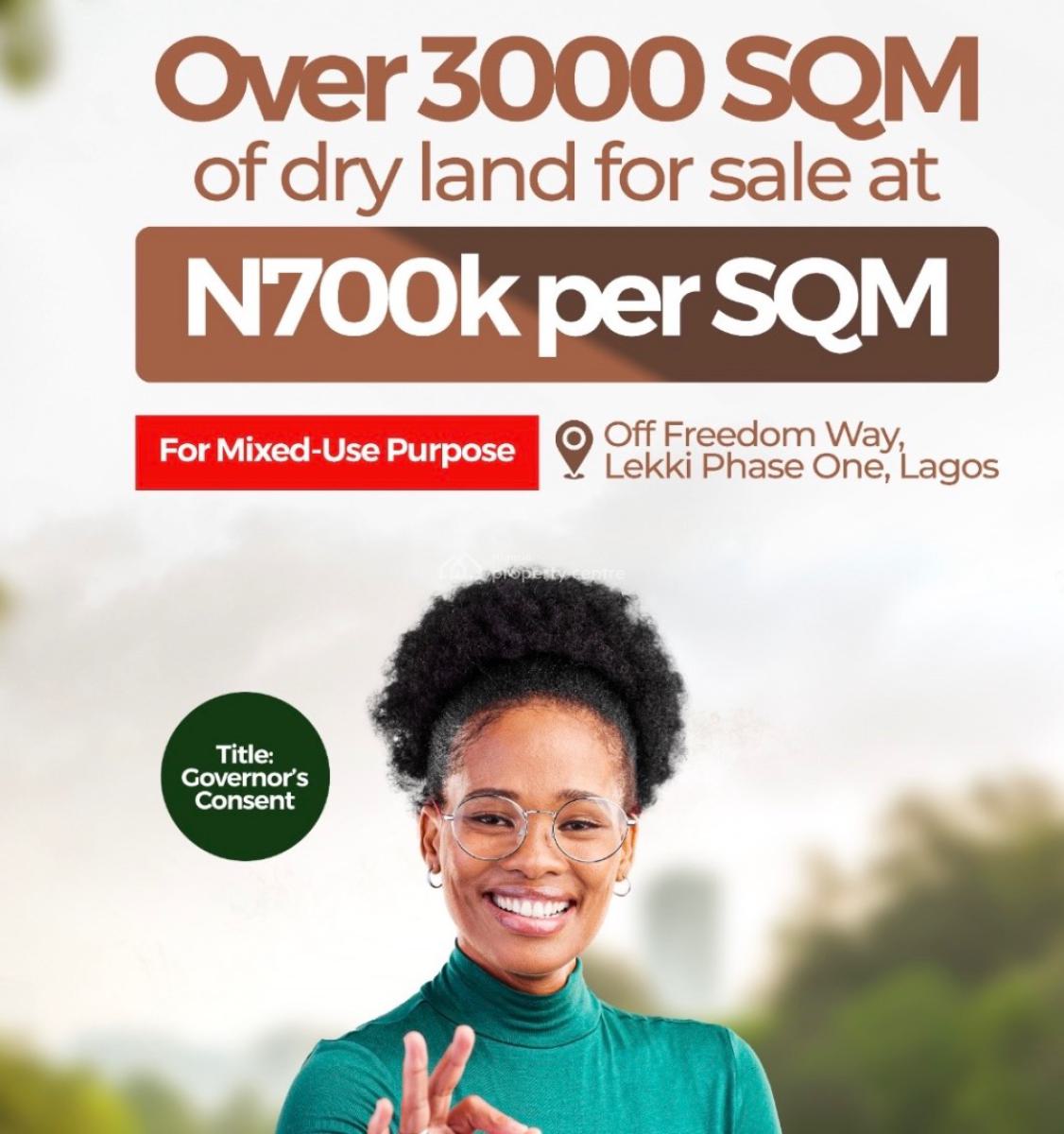 Over 3000 Sqm Plot of Dry Land, Off Freedom Way, Lekki Phase 1, Lekki, Lagos, Mixed-use Land for Sale