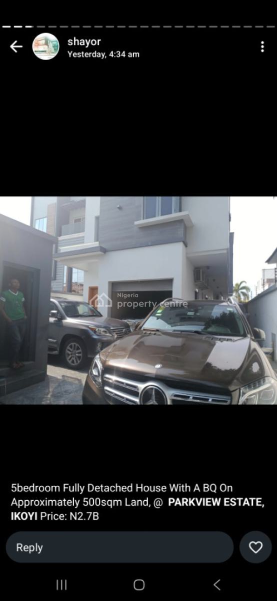 500 Sqm Luxury 5-bedroom Fully Detached House in Parkview Estate, Parkview Estate, Ikoyi, Lagos, Parkview, Ikoyi, Lagos, Detached Duplex for Sale