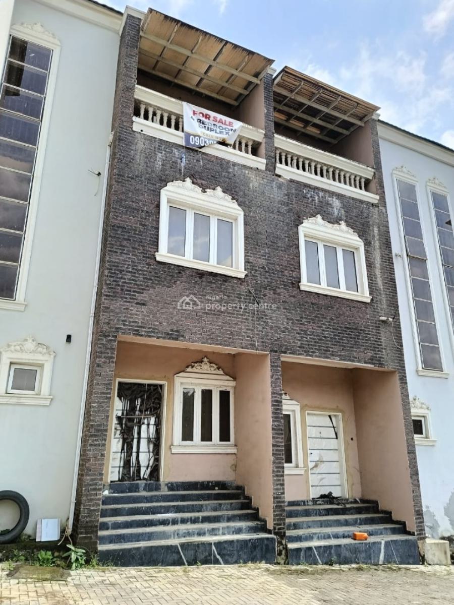 4 Bedroom Terrace Duplex with a Bq, Internal Carcass, Silas Iloh, Guzape District, Abuja, Terraced Duplex for Sale