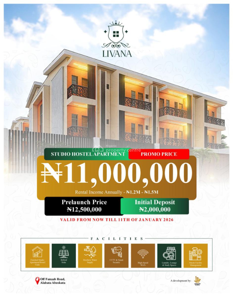 Exquisitely Built 1 Bedroom Apartment in a Secured Estate, Livana  Opposite Funaab, Abeokuta South, Ogun, Block of Flats for Sale